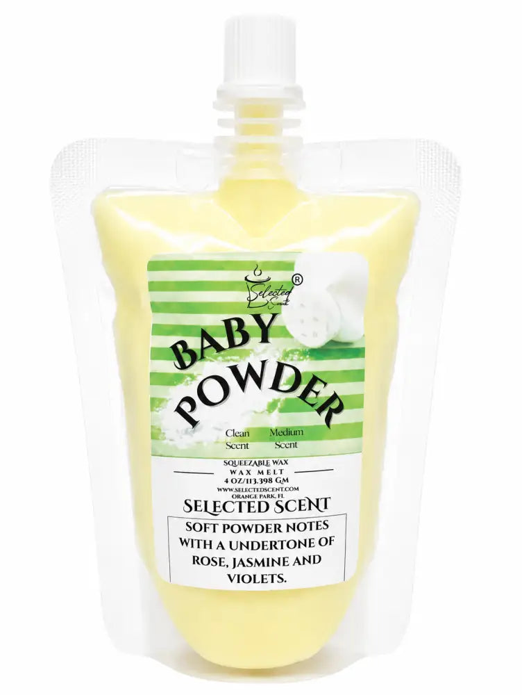 Squeezable all-natural long-lasting wax melts for home fragrance warmers - baby powder / 4 ounces