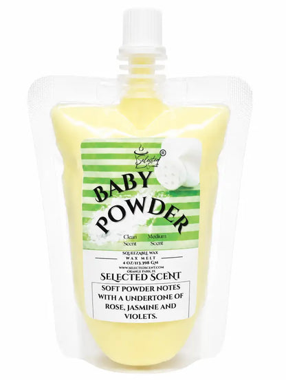 Squeezable all-natural long-lasting wax melts for home fragrance warmers - baby powder / 4 ounces
