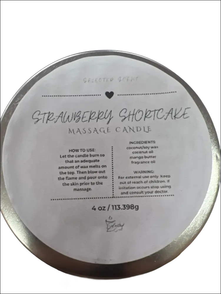 Strawberry shortcake massage candle 4 oz. With mango butter