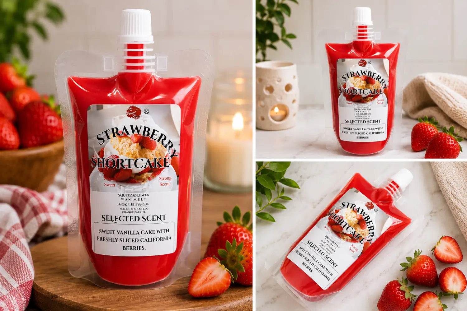 Strawberry shortcake squeezable wax melt dessert scented for home