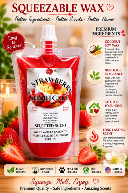 Strawberry shortcake squeezable wax melt dessert scented for home