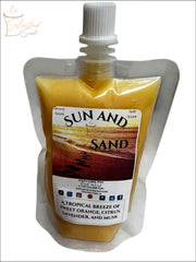 Selected Scent Sun and Sand long lasting citrus wax melts with tropical orange, lavender, and musk scent