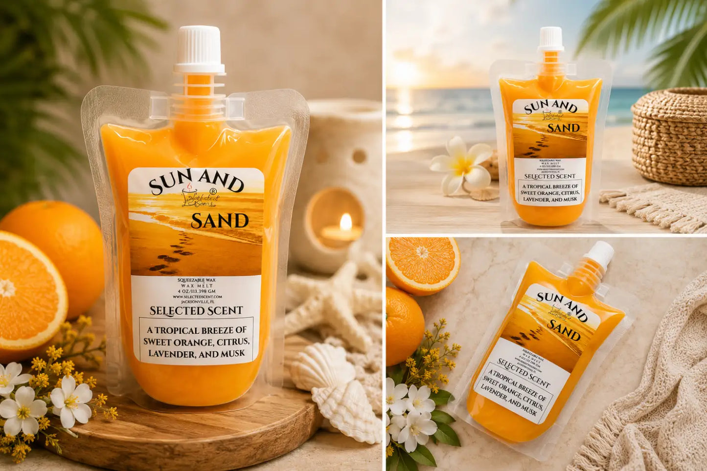 Sun and sand squeezable long lasting wax melts