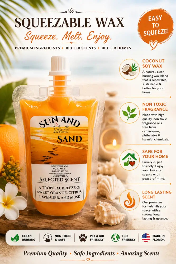 Sun and sand squeezable long lasting wax melts
