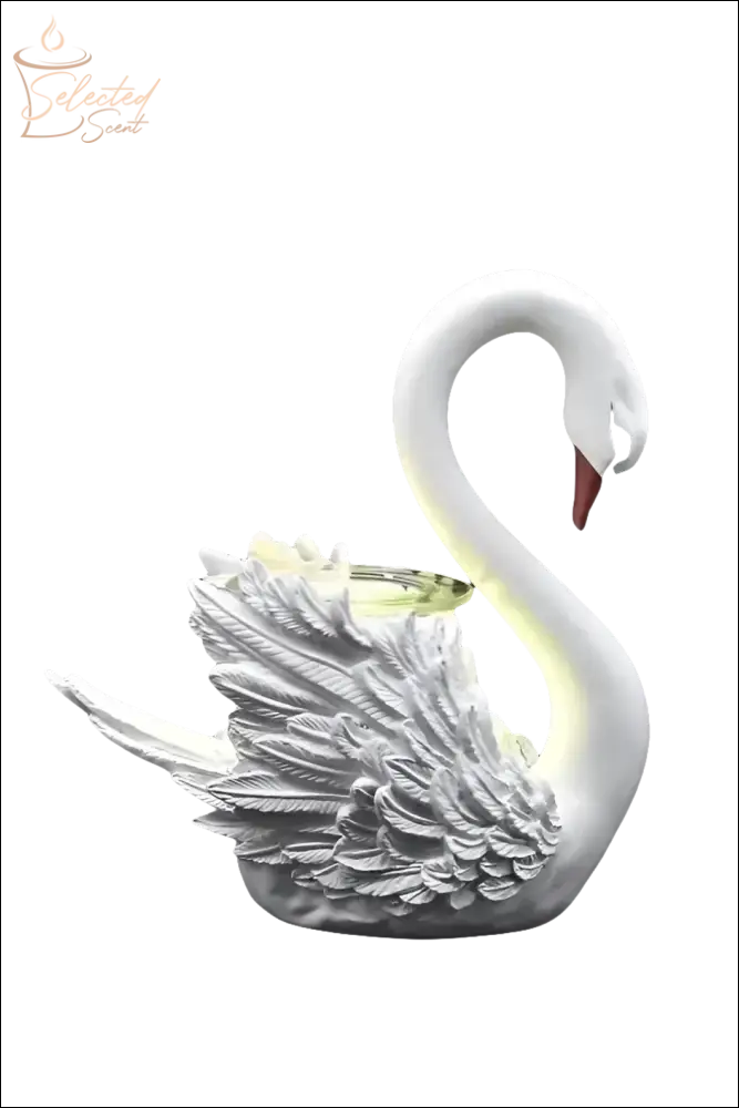 Selected Scent electric decorative warmer shaped like a white swan with detailed feathers and a glass dish
