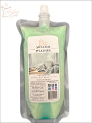 Selected Scent Sweater Weather long lasting home fragrance wax in green refill pouch