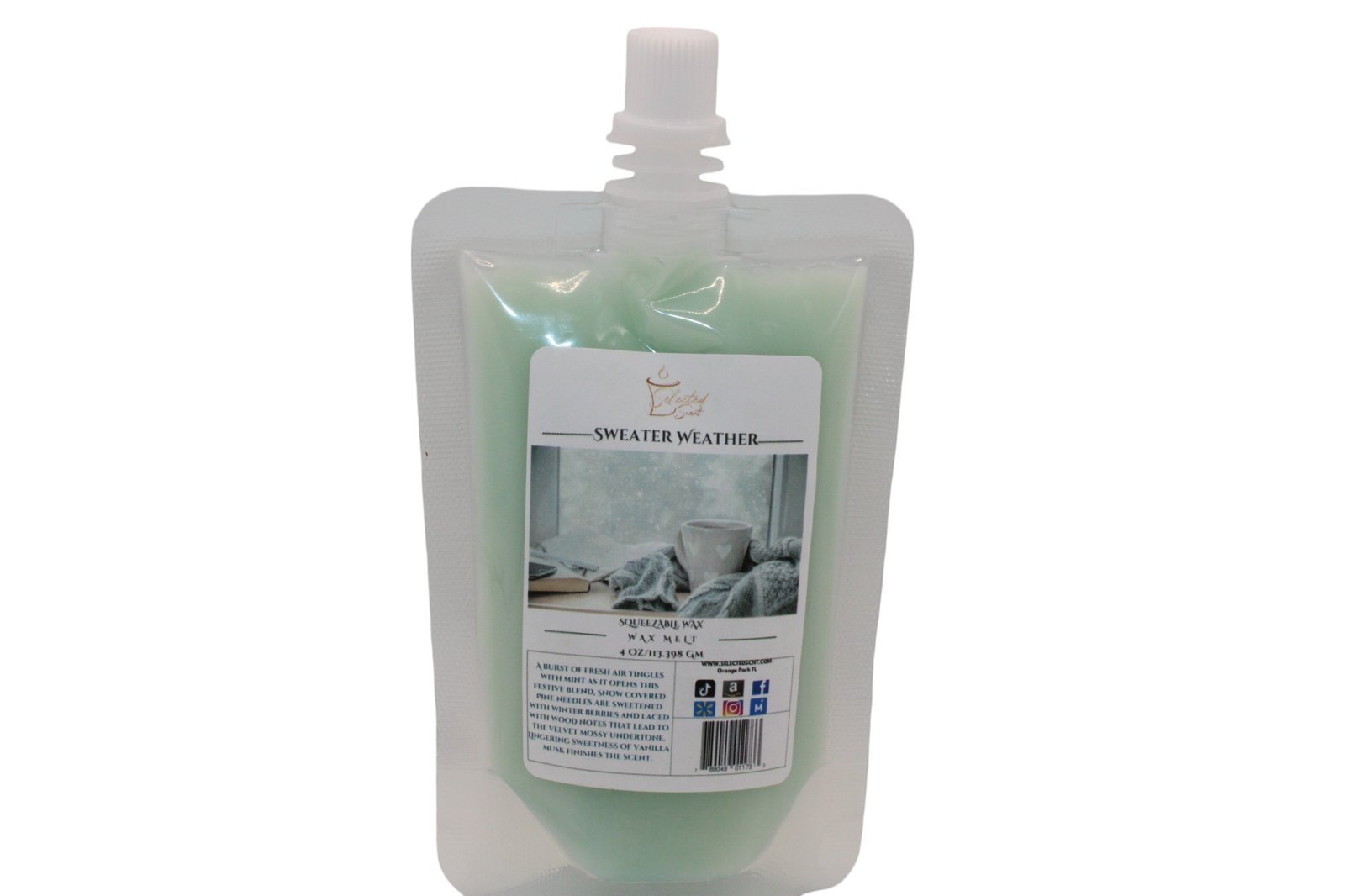 Selected Scent Sweater Weather long lasting home fragrance wax in resealable pouch