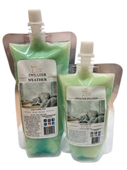 Selected Scent Sweater Weather long lasting home fragrance wax in green refill pouches