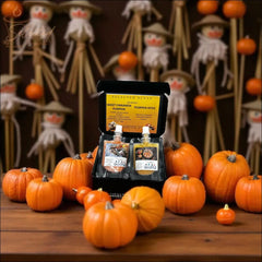 Selected Scent Long Lasting Fragrance Set with Sweet Cinnamon Pumpkin and Pumpkin Spice scents surrounded by small pumpkins