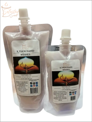 Selected Scent A Thousand Wishes wax melt refill pouches with resealable caps in two sizes