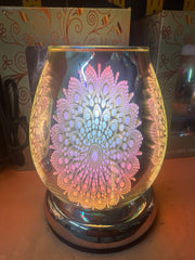 Selected Scent touch control oil warmer with colorful mandala pattern and reflective glass design