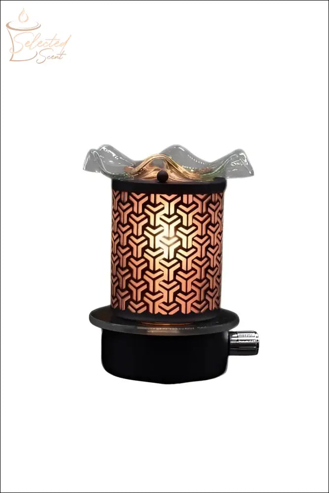 Selected Scent Electric Decorative Warmer with geometric pattern and glass top diffuser