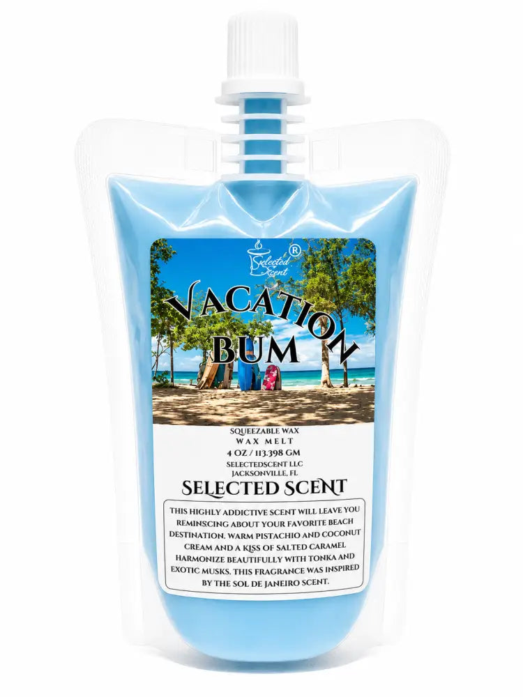 Vacation bum squeezable wax melt unique pouch fragrance - 4 ounces