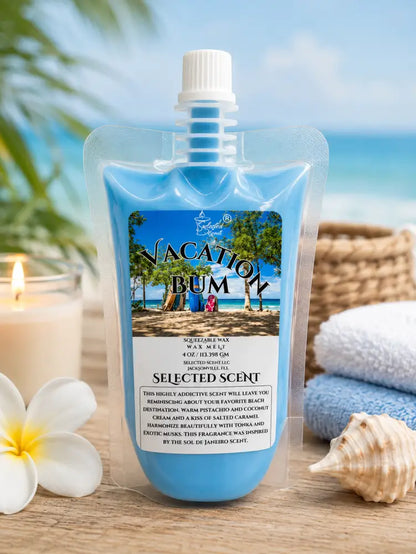 Vacation bum squeezable wax melt unique pouch fragrance