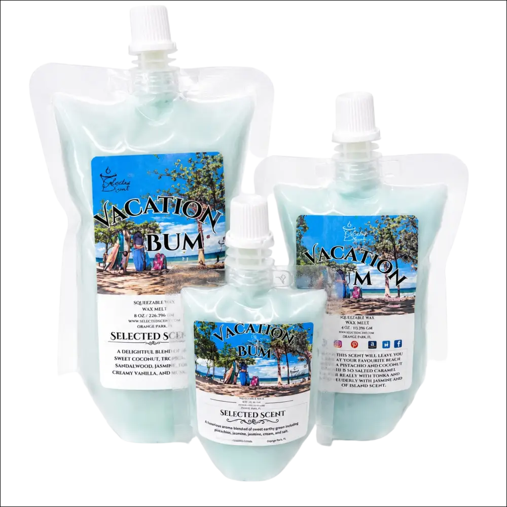 Vacation bum squeezable wax melt unique pouch fragrance