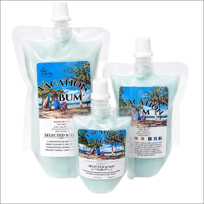 Vacation bum squeezable wax melt unique pouch fragrance