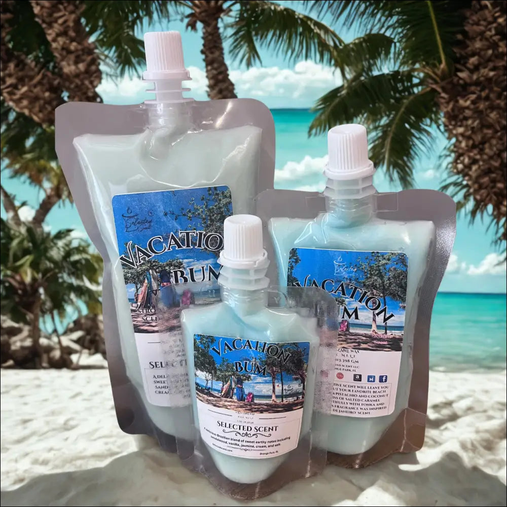 Vacation bum squeezable wax melt unique pouch fragrance