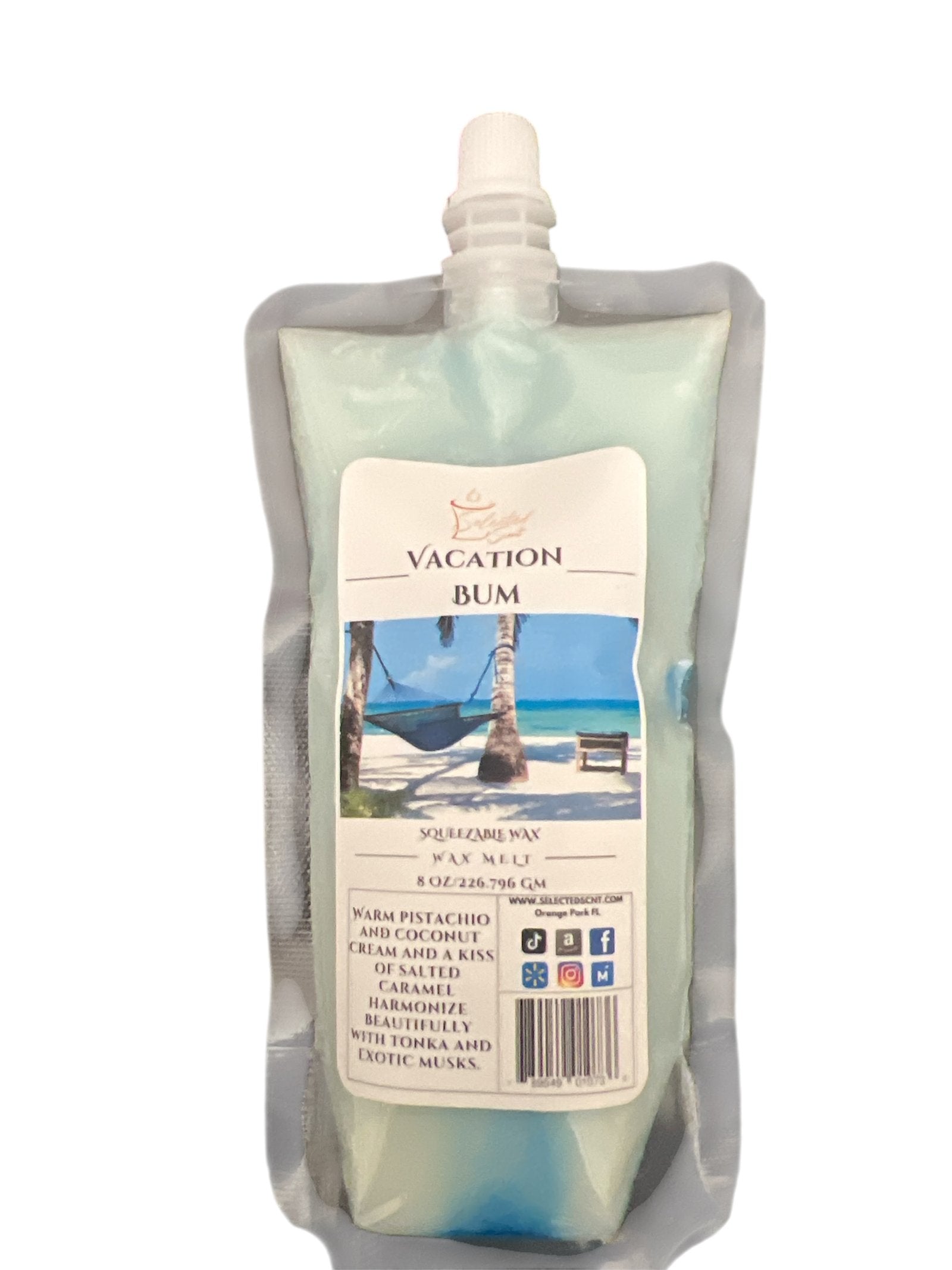 Selected Scent unique wax melt pouch fragrance Vacation Bum with tropical beach scent