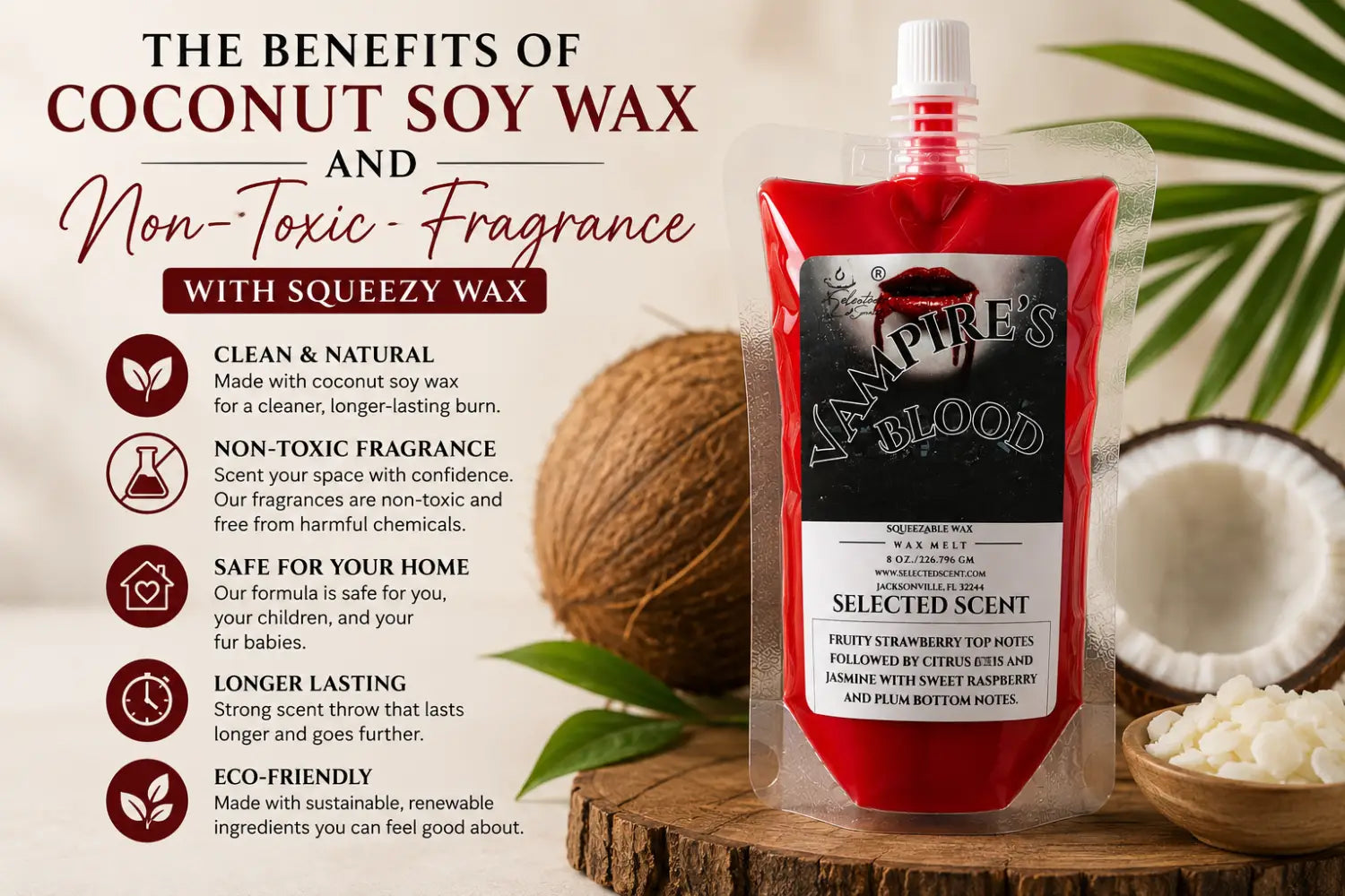 Vampires blood squeezable wax melts