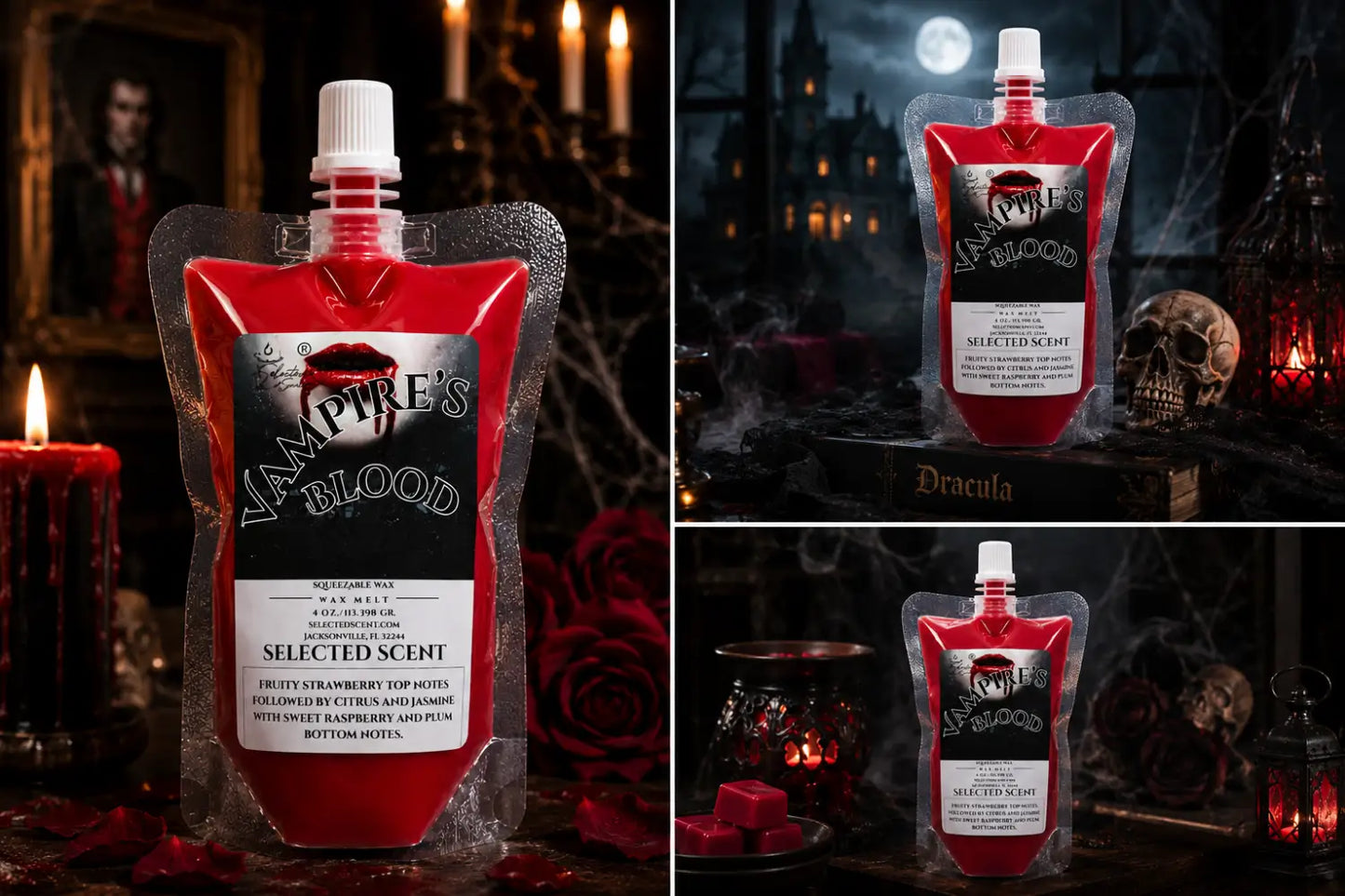 Vampires blood squeezable wax melts