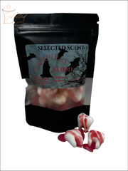 Selected Scent Vampire Blood unique spooky wax melts in a black resealable bag with ghostly design