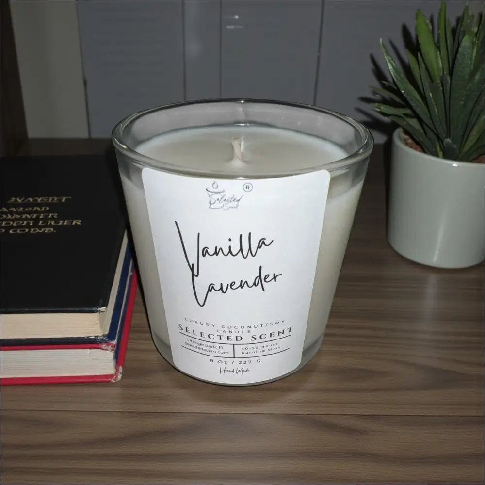 Vanilla lavender 8 ounce luxury candle long lasting scented