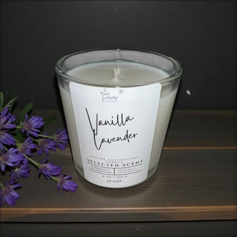 Vanilla lavender 8 ounce luxury candle long lasting scented