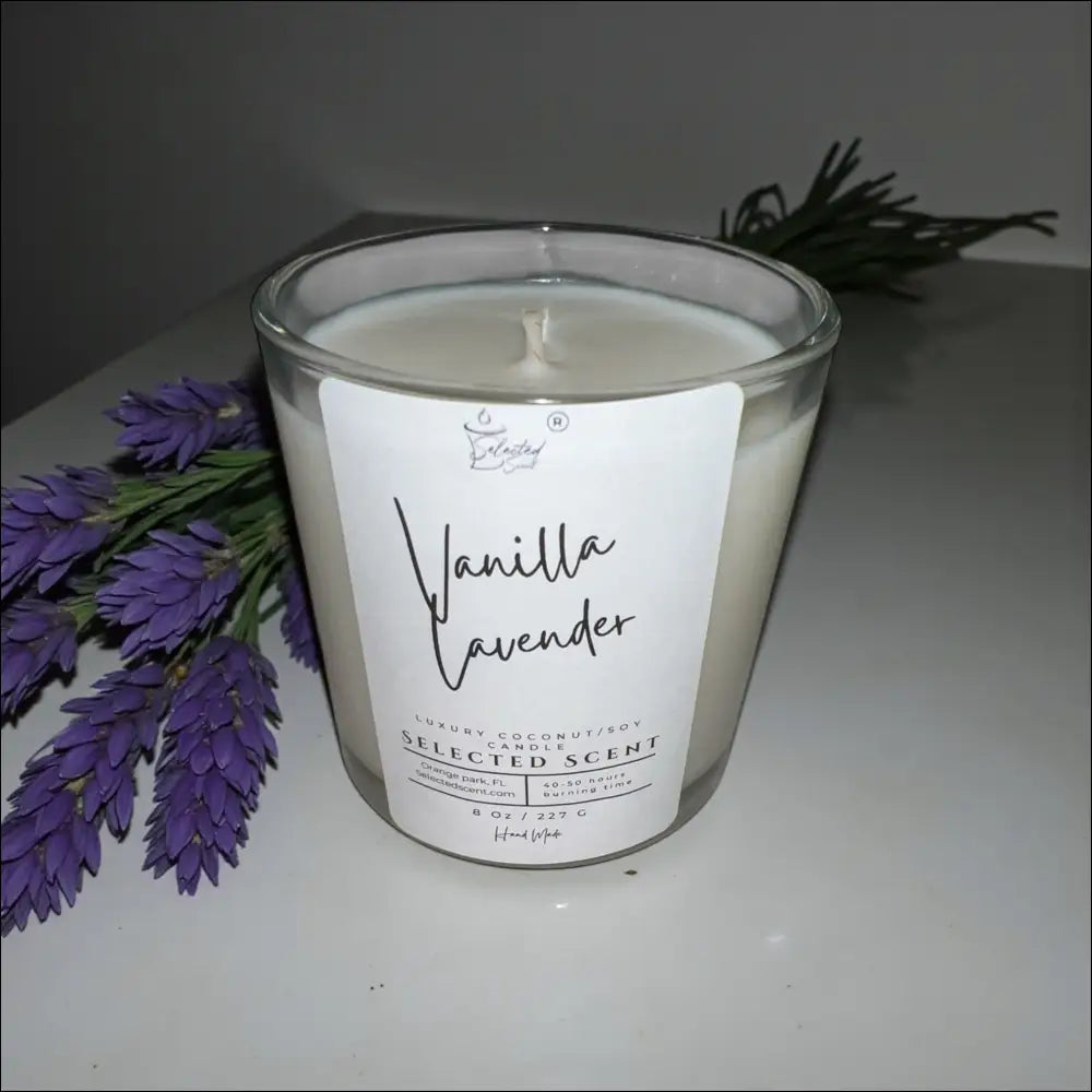 Vanilla lavender 8 ounce luxury candle long lasting scented