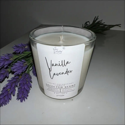 Vanilla lavender 8 ounce luxury candle long lasting scented