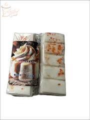 Selected Scent Pumpkin Marshmallow long lasting natural wax melts with orange speckles in clear packaging