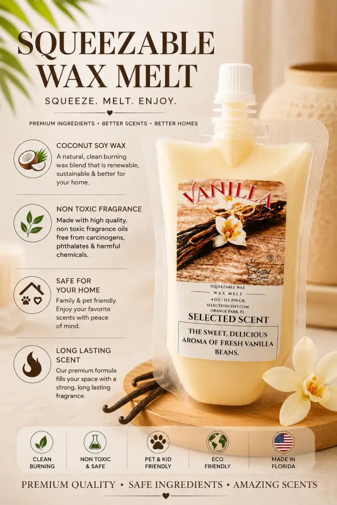 Vanilla squeezable wax melts long lasting home fragrance