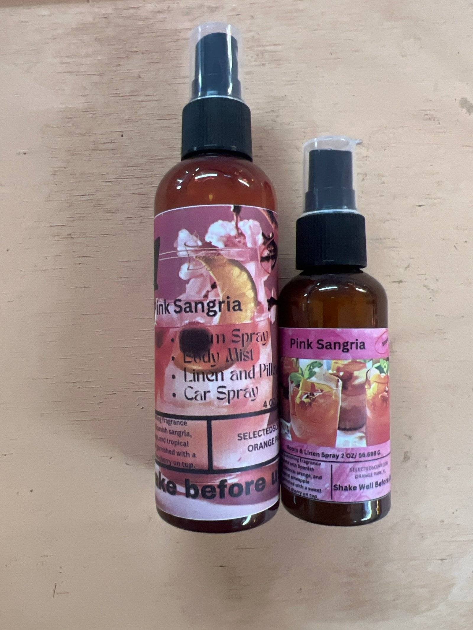 Selected Scent Pink Sangria Limited Edition Fragrance For Home spray bottles in two sizes