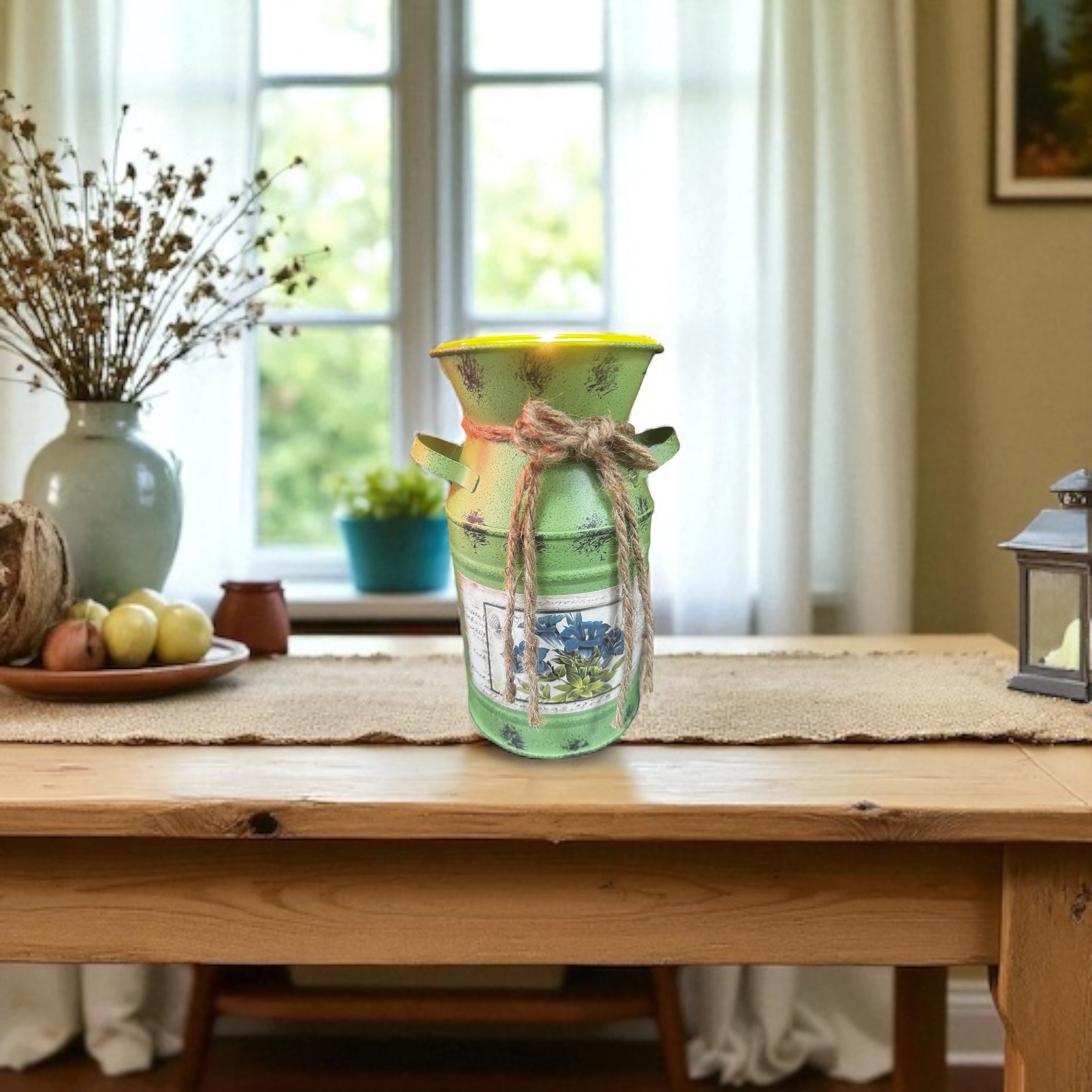 Selected Scent Electric Decorative Warmer in green with rustic design on wooden table