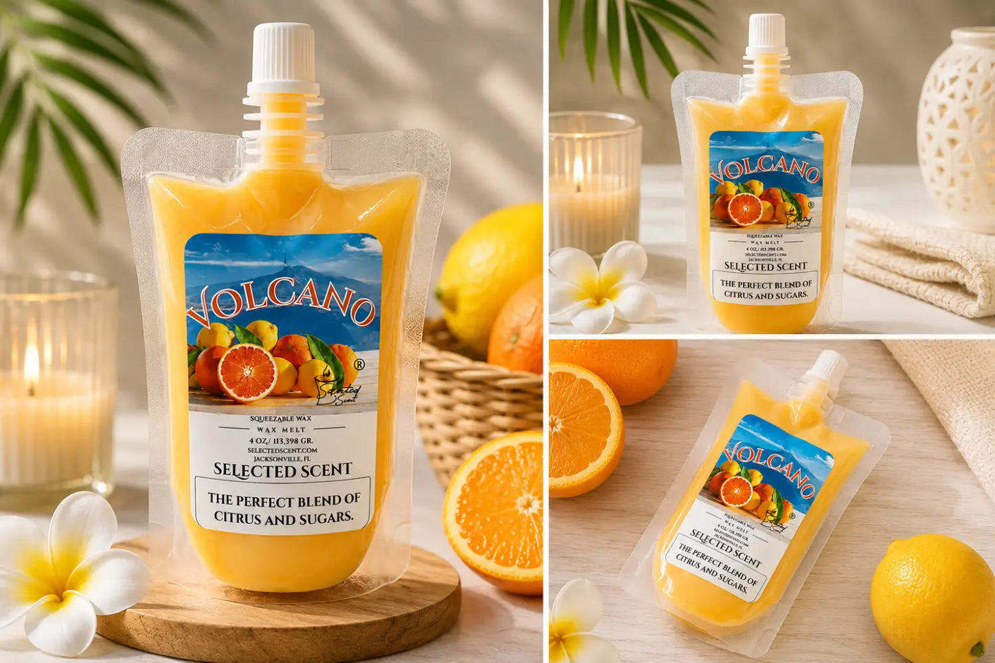 Volcano squeezable wax melt tropical scented melts