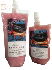 Selected Scent Witches Brew scented wax melts in pink pouches with sweet spicy patchouli for Fall Seasonal Favorites