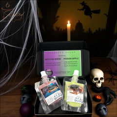 Selected Scent long lasting fragrance set with Witches Brew and Poison Apple scents in Halloween-themed packaging