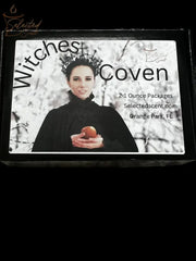 Selected Scent Witches Coven long lasting fragrance set with a woman holding an apple on the packaging