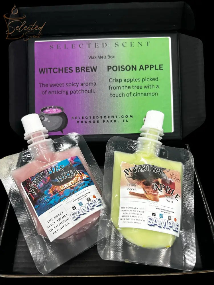 Selected Scent long lasting fragrance set with Witches Brew and Poison Apple scent samples in a black box