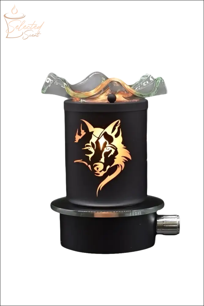 Selected Scent Electric Warmer For Wax Melts And Oils with wolf design and adjustable heat control