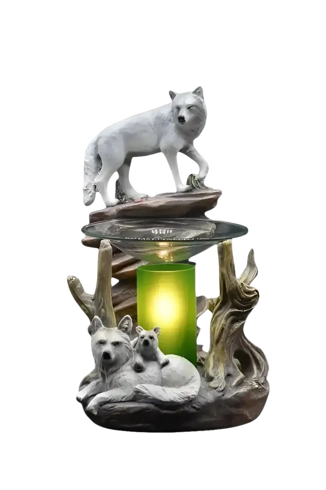 Wolves family wax and oil warmer electric decorative
