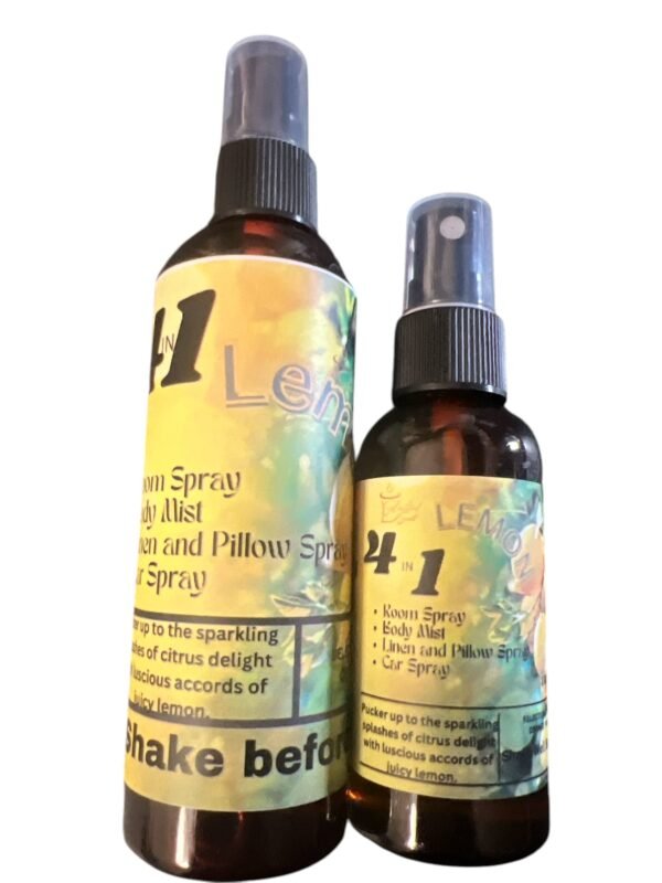 Lemon 4 IN 1 Fragrance Spray and Body Mist for Linen, Cars, Rooms and Body